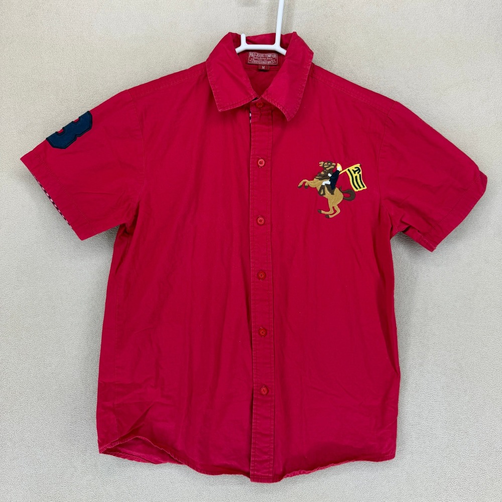 Polo Jeans‎ Company Ralph Lauren Mens Red Shirt Embroidered Horse Rider Size M